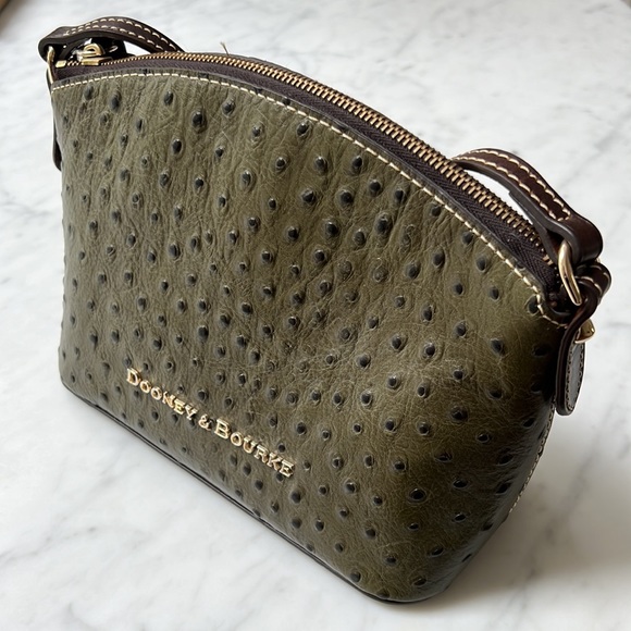 Dooney & Bourke Handbags - Dooney & Bourke leather crossbody bag in ostrich-embossed calf leather